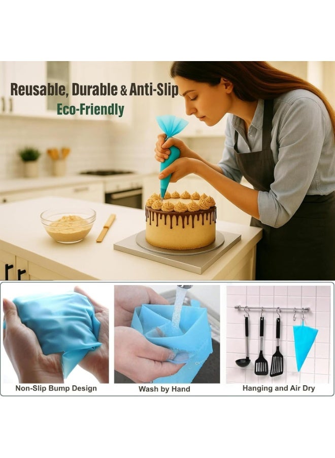 DUNISO Piping Bags and Tips Set, Reusable Cake Decorating Supplies Including Piping Bags, Frosting Piping Kit for Baking with Pastry Bags and Tips, Standard Converters, Silicone Rings, Cake Baking Tools Supplies for Cookie Icing, Cupcake - Image 3